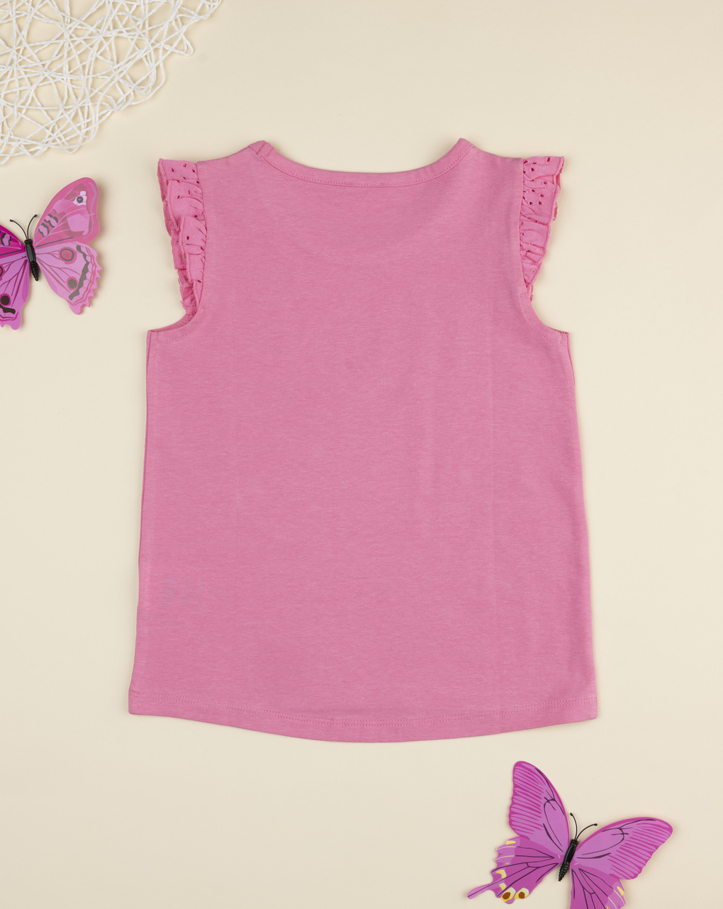 Canotta bambina rosa sangallo