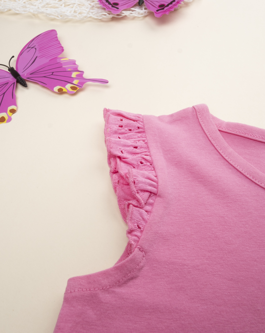 Canotta bambina rosa sangallo