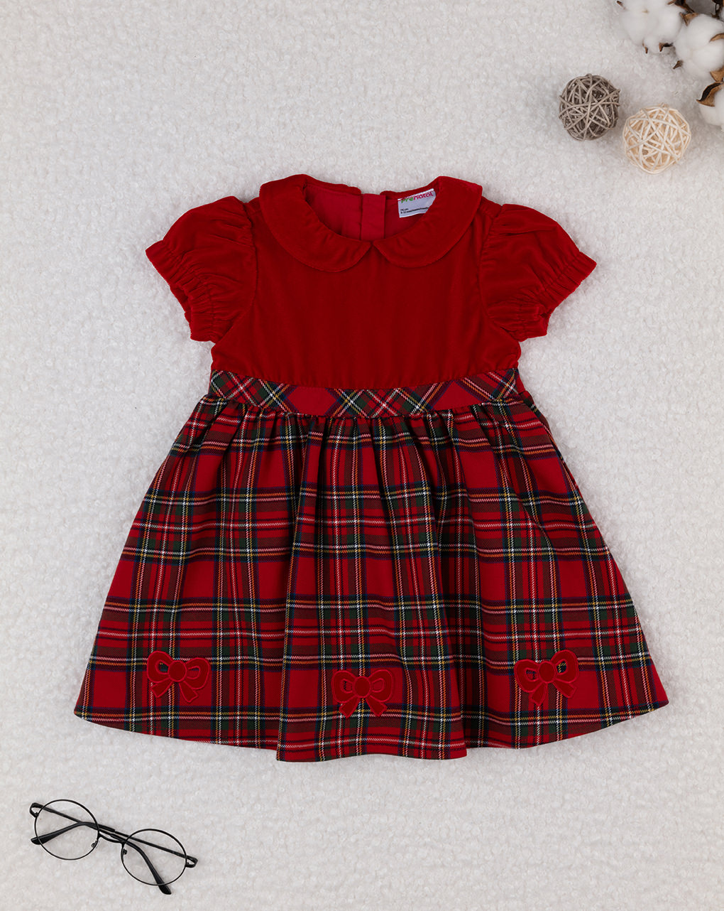 Tartan Vestito Rosso Elegante Bimba Abito Tartan Bimba Prénatal
