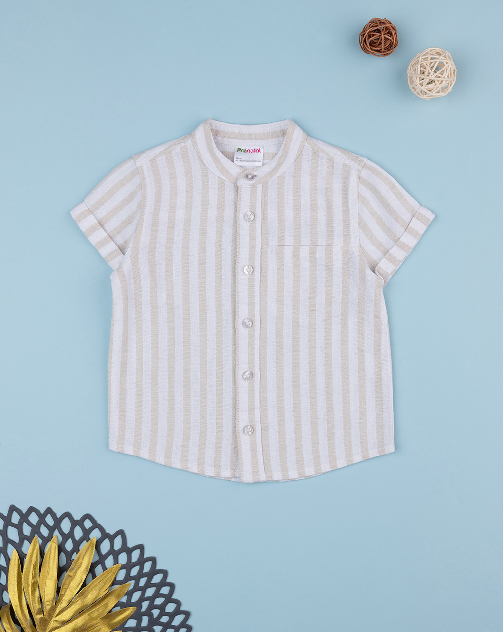 Camicia bimbo rigata beige