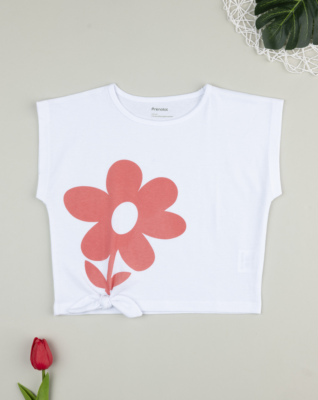 T-shirt bambina fiore corallo