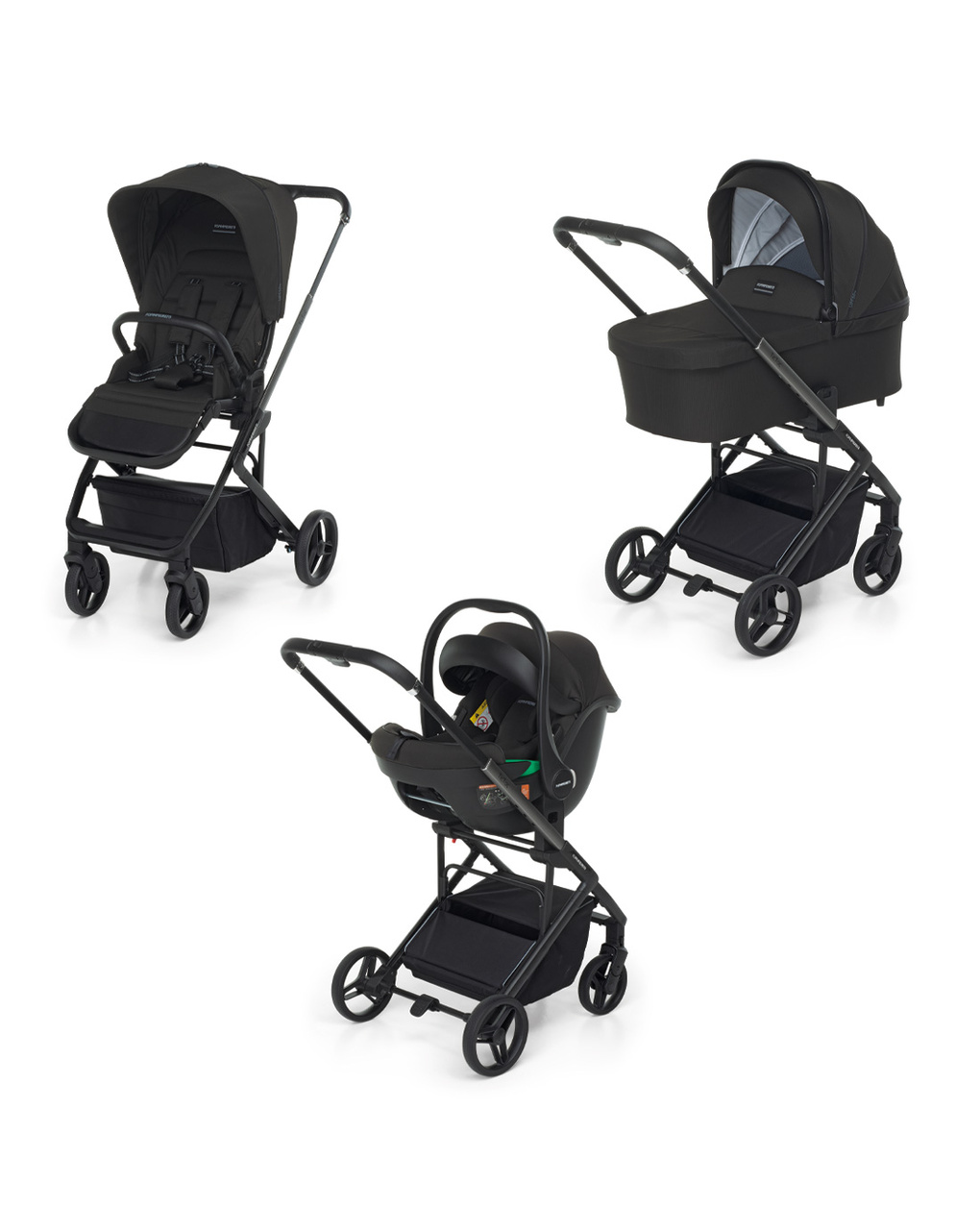 Trio tictoc ebony + seggiolino rek black+ adattatore - foppapedretti