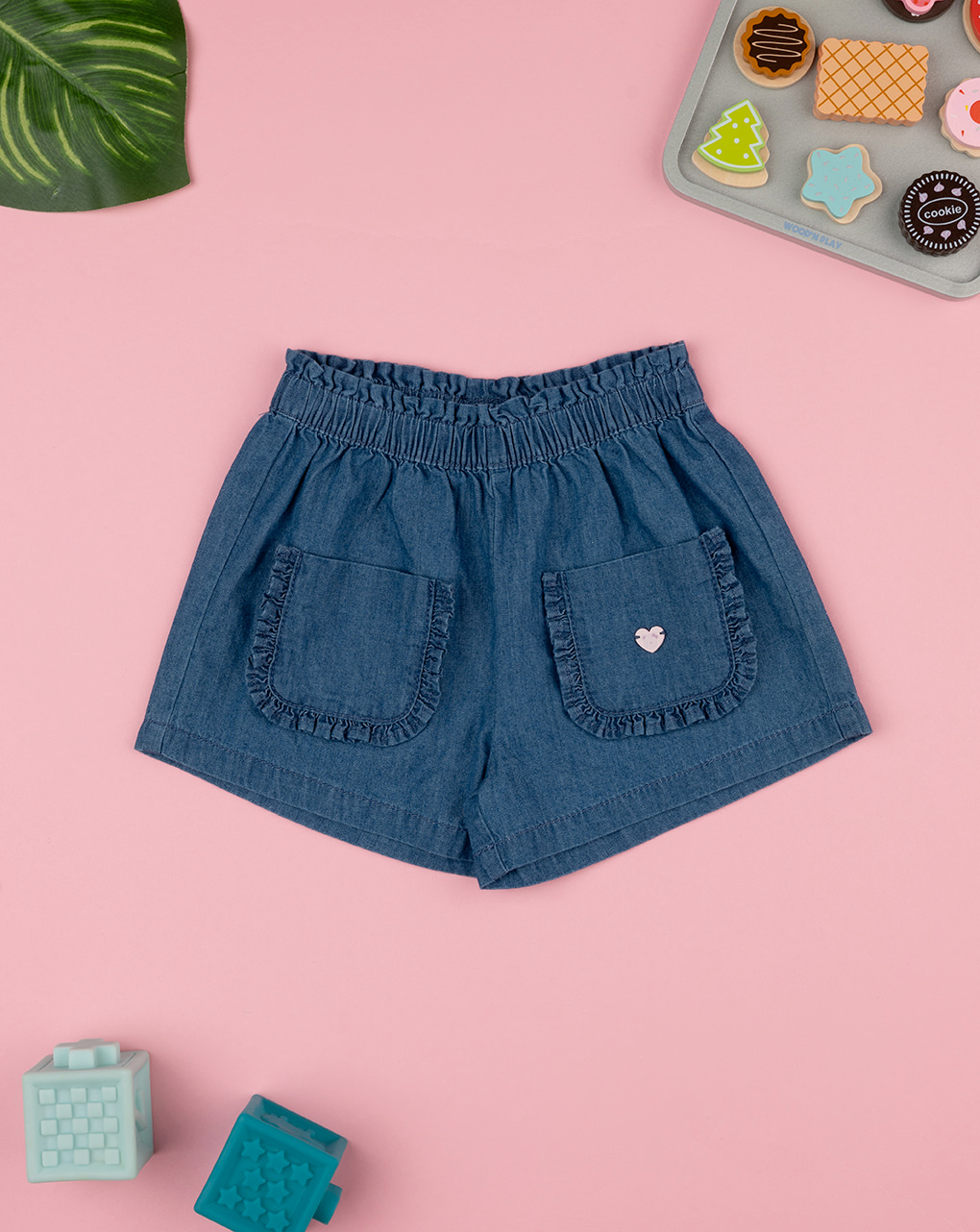 Shorts chambray scuro bimba