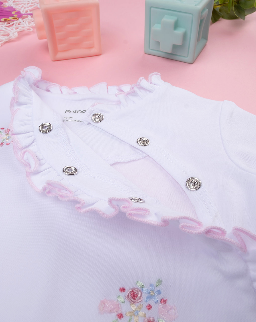 Tutina bimba bianca con bavaglino