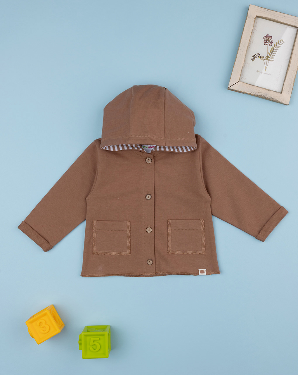 Cardigan con cappuccio marrone bambino
