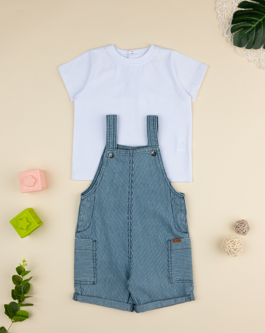 Completo bimbo salopette chambray