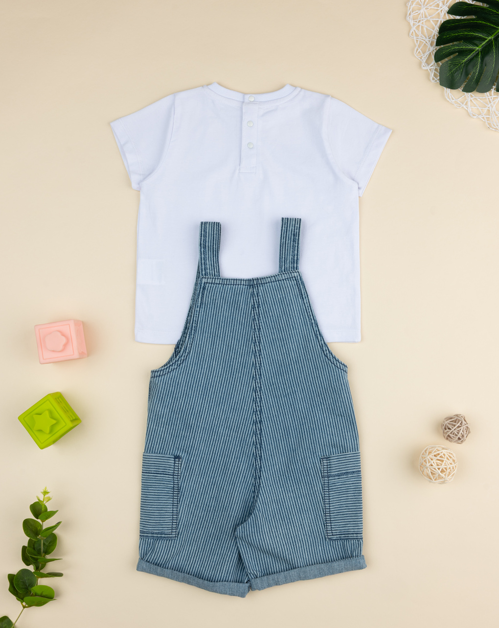 Completo bimbo salopette chambray