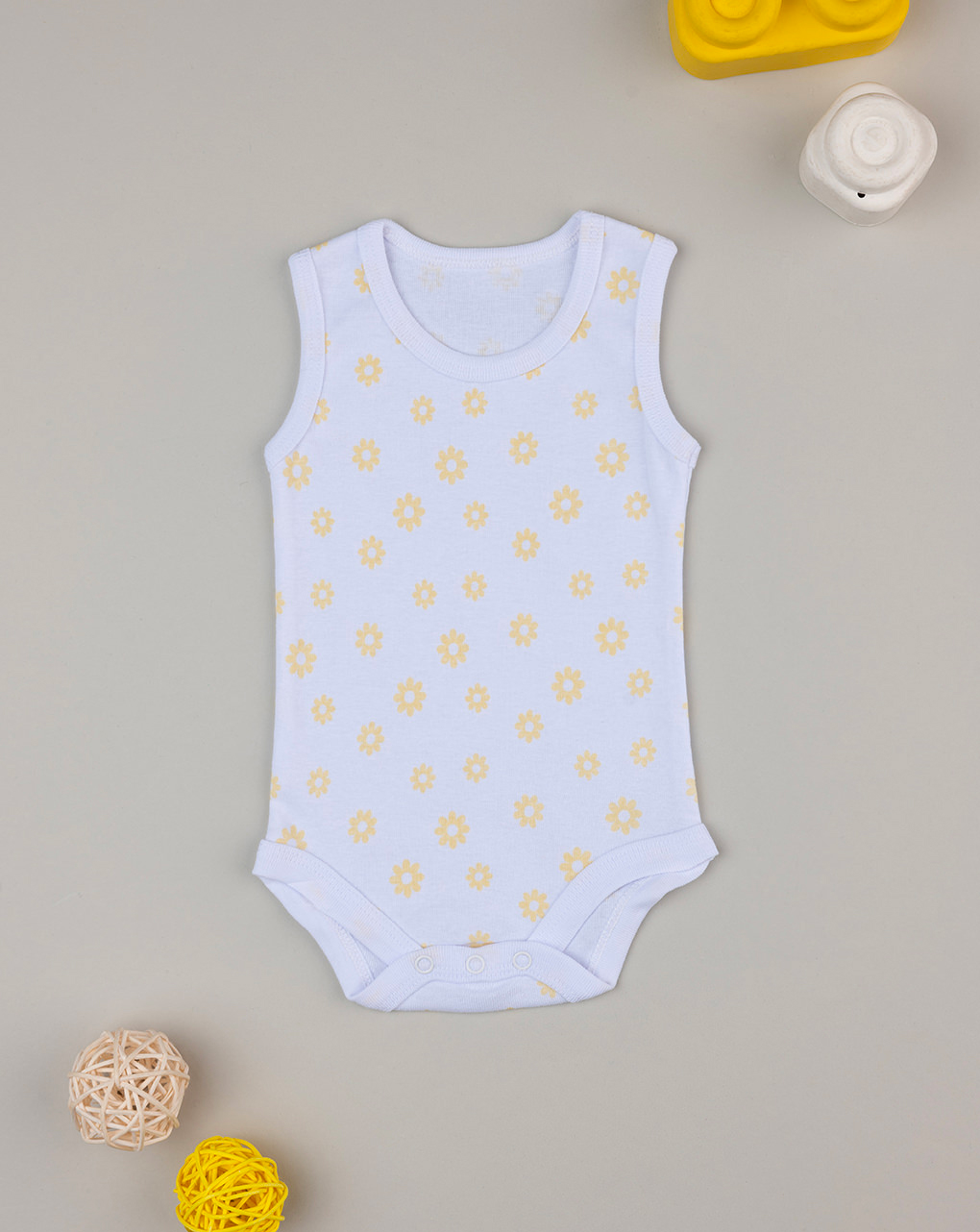 Body bimba bianco margherite gialle