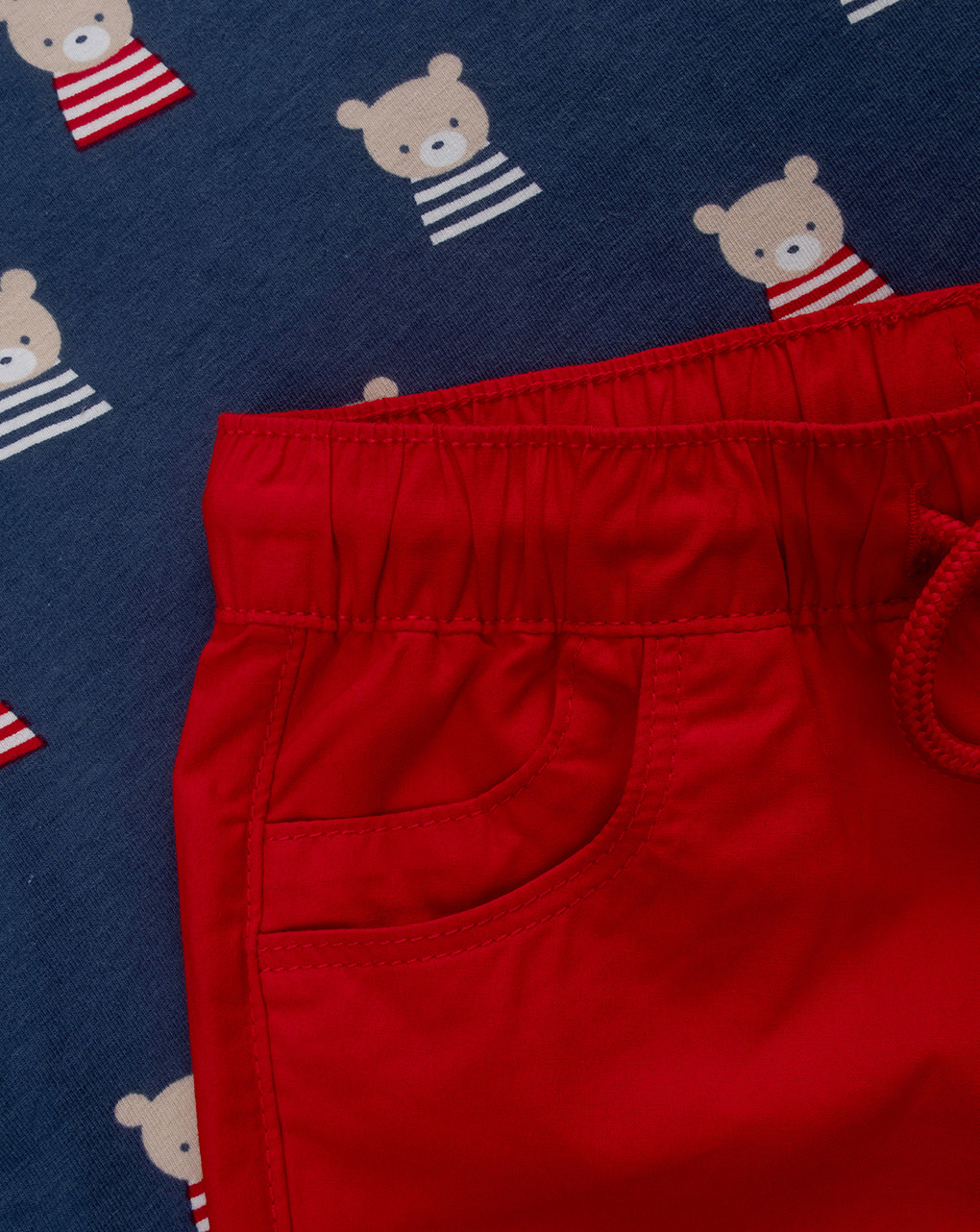Completo bimbo blu/rosso orsetti