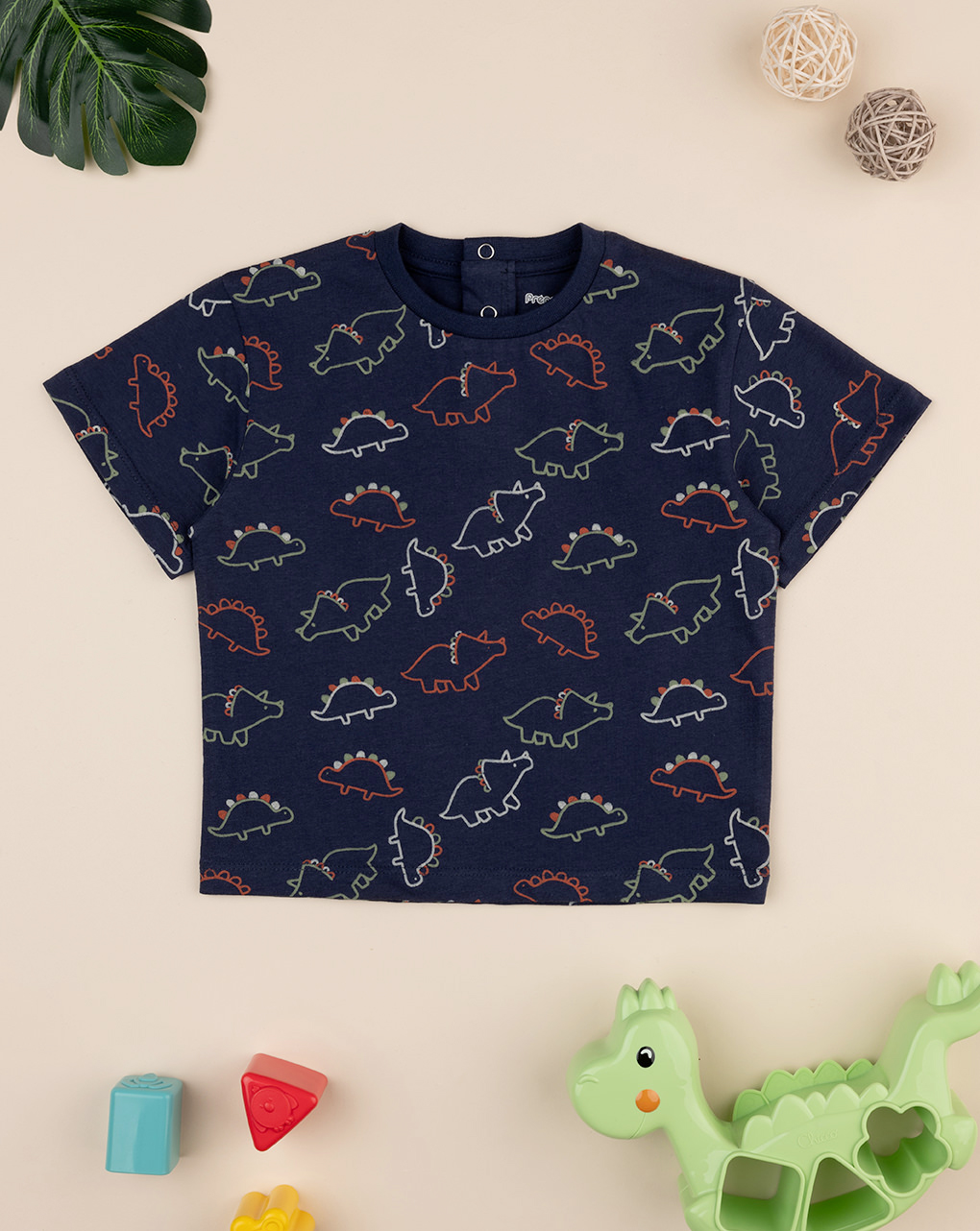 T-shirt bimbo blu dino allover