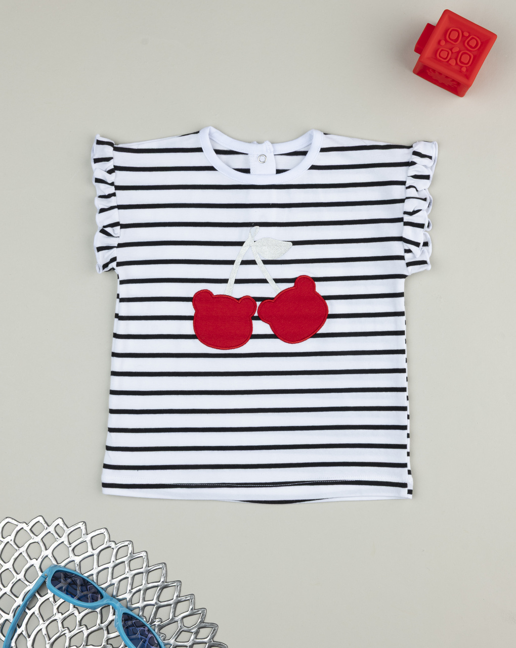 T-shirt bimba rigata blu