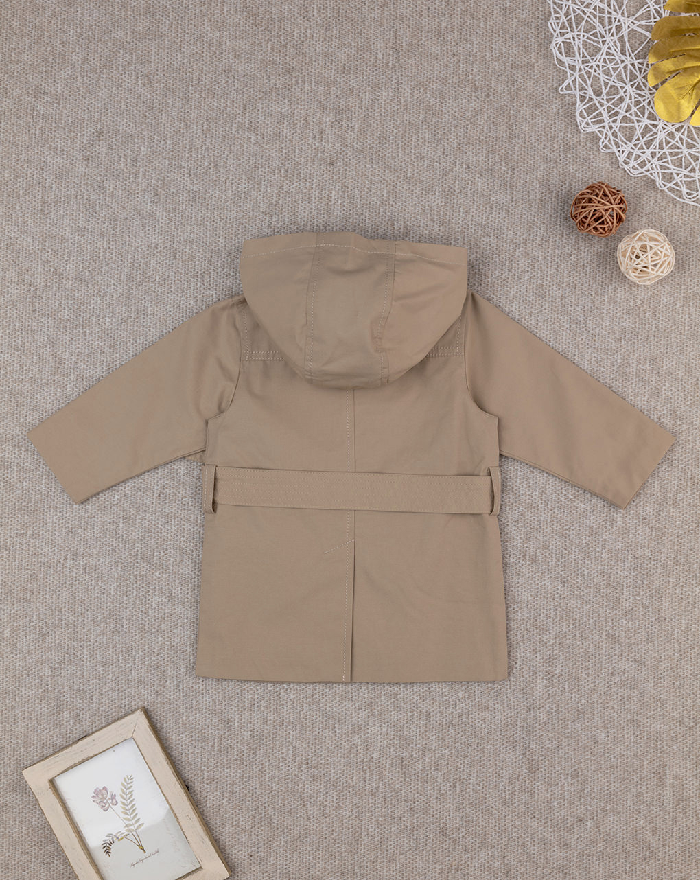 Trench con cappuccio bimbo marrone