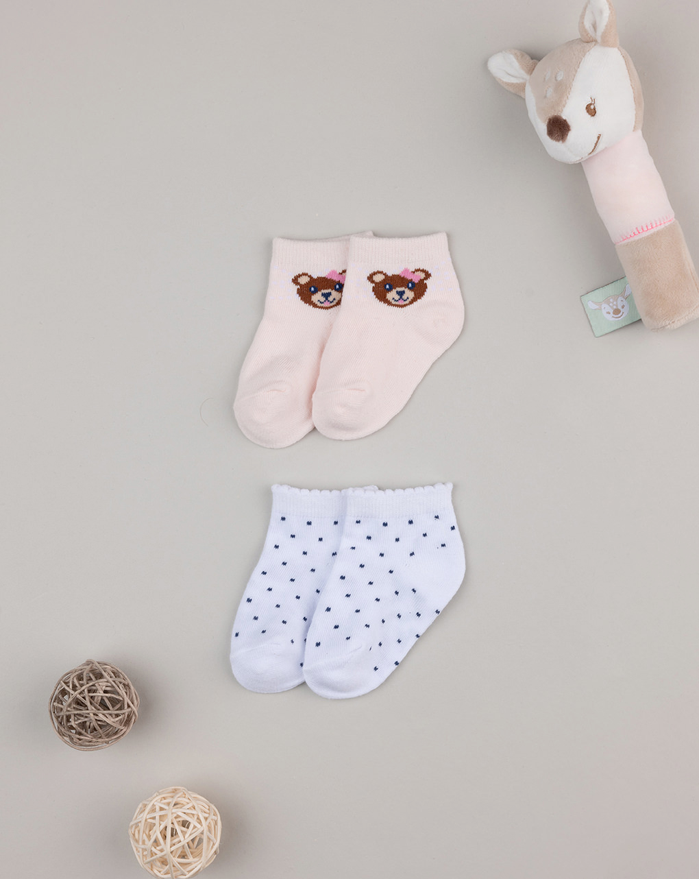 Pack 2 calze corte bimba rosa/bianco