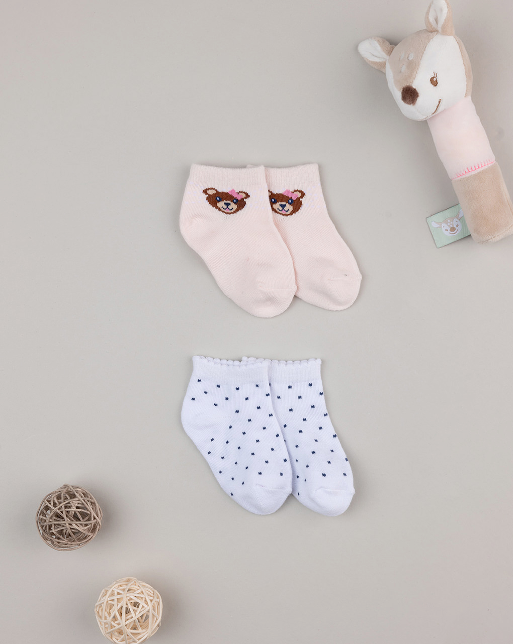 Pack 2 calze corte bimba rosa/bianco