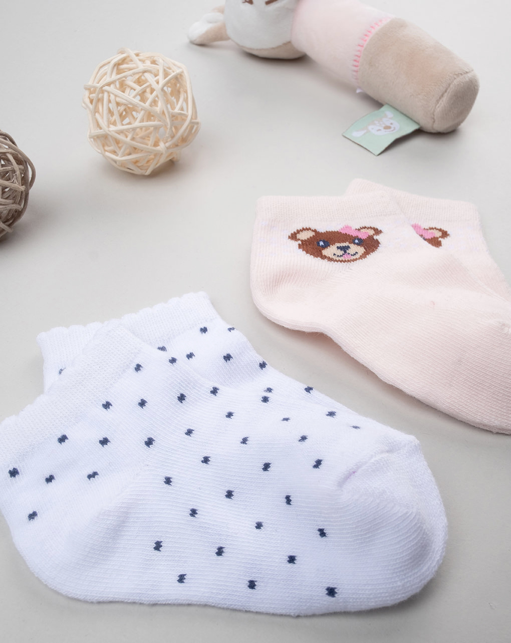Pack 2 calze corte bimba rosa/bianco