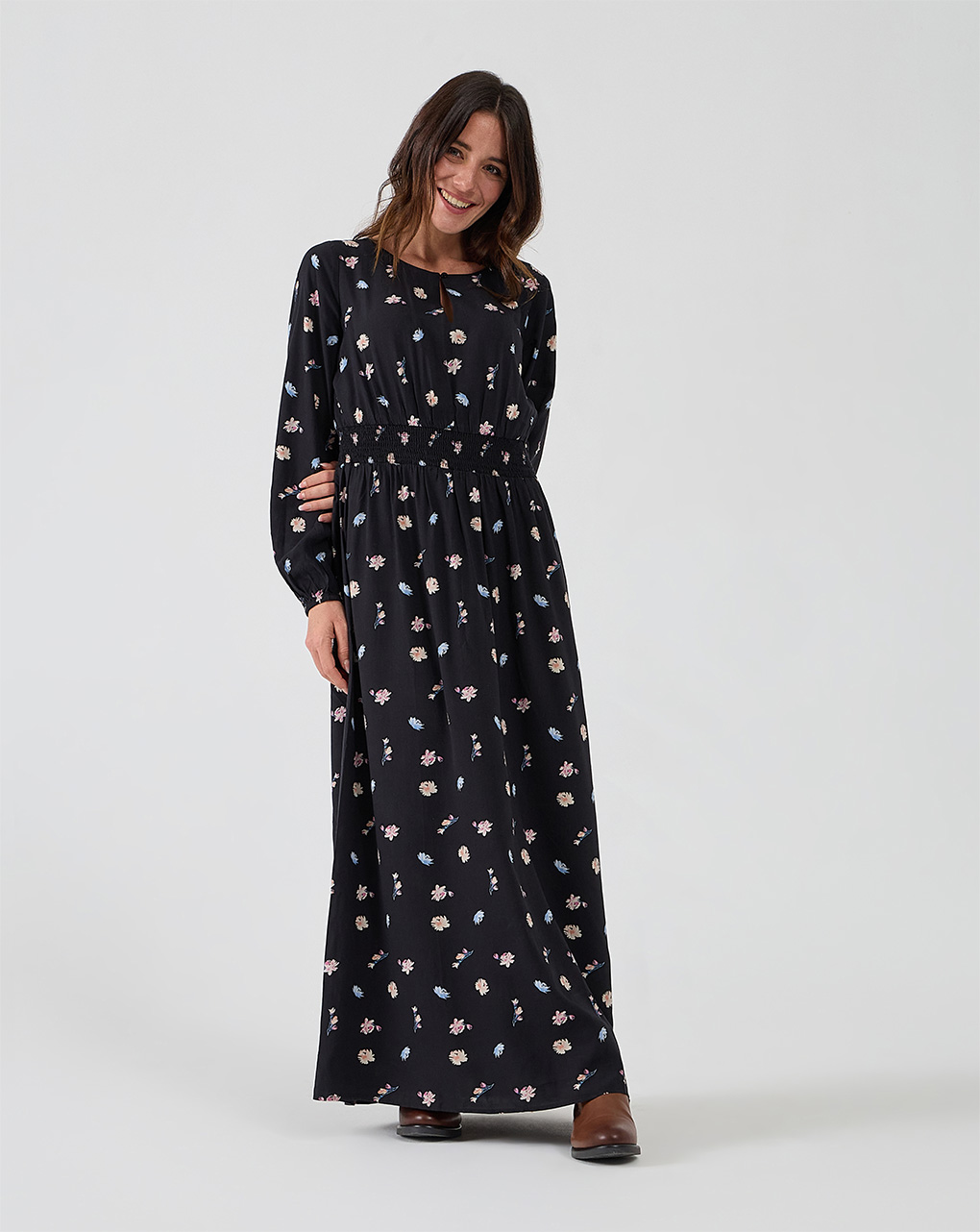 Abito premaman lungo con fantasia floreale