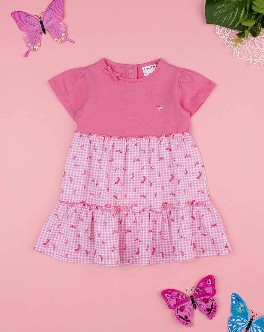 Abito bimba rosa farfalle allover