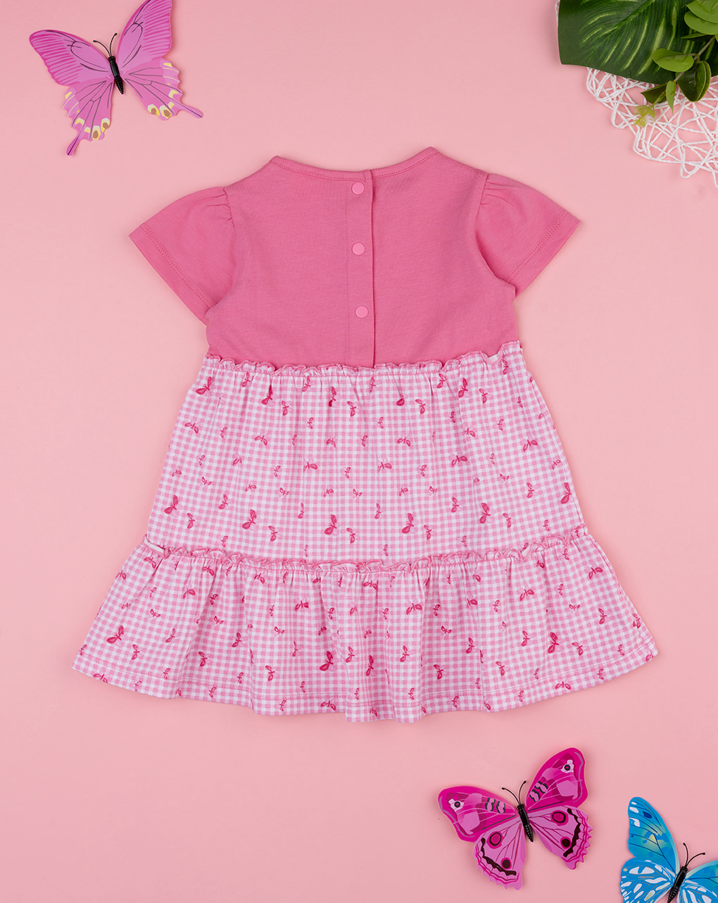 Abito bimba rosa farfalle allover