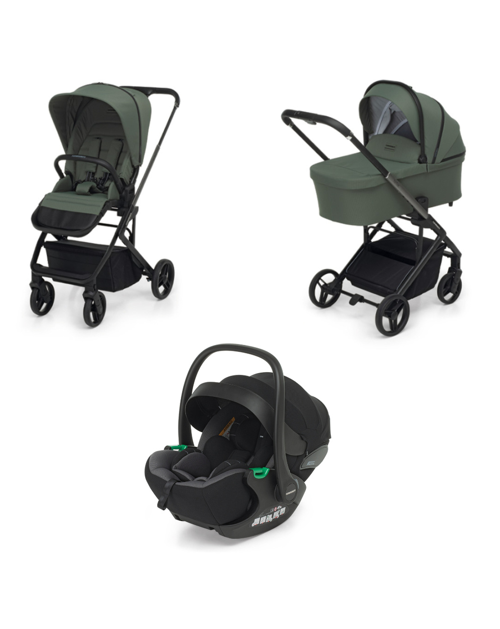 Trio tictoc olive + seggiolino rek black+ adattatore - foppapedretti