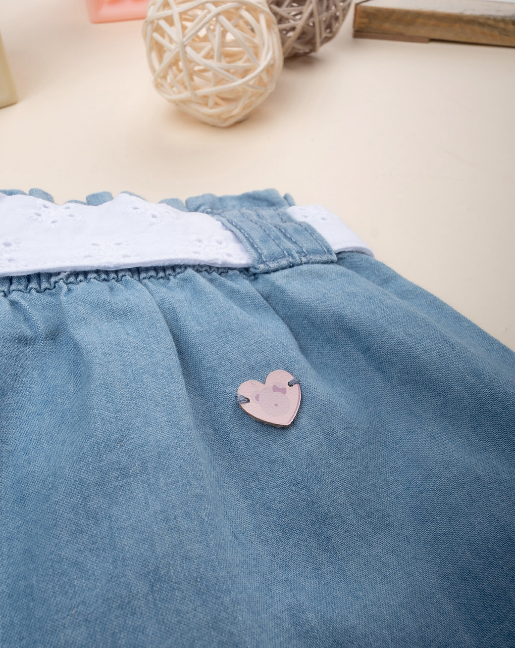 Shorts chambray bimba con cintura