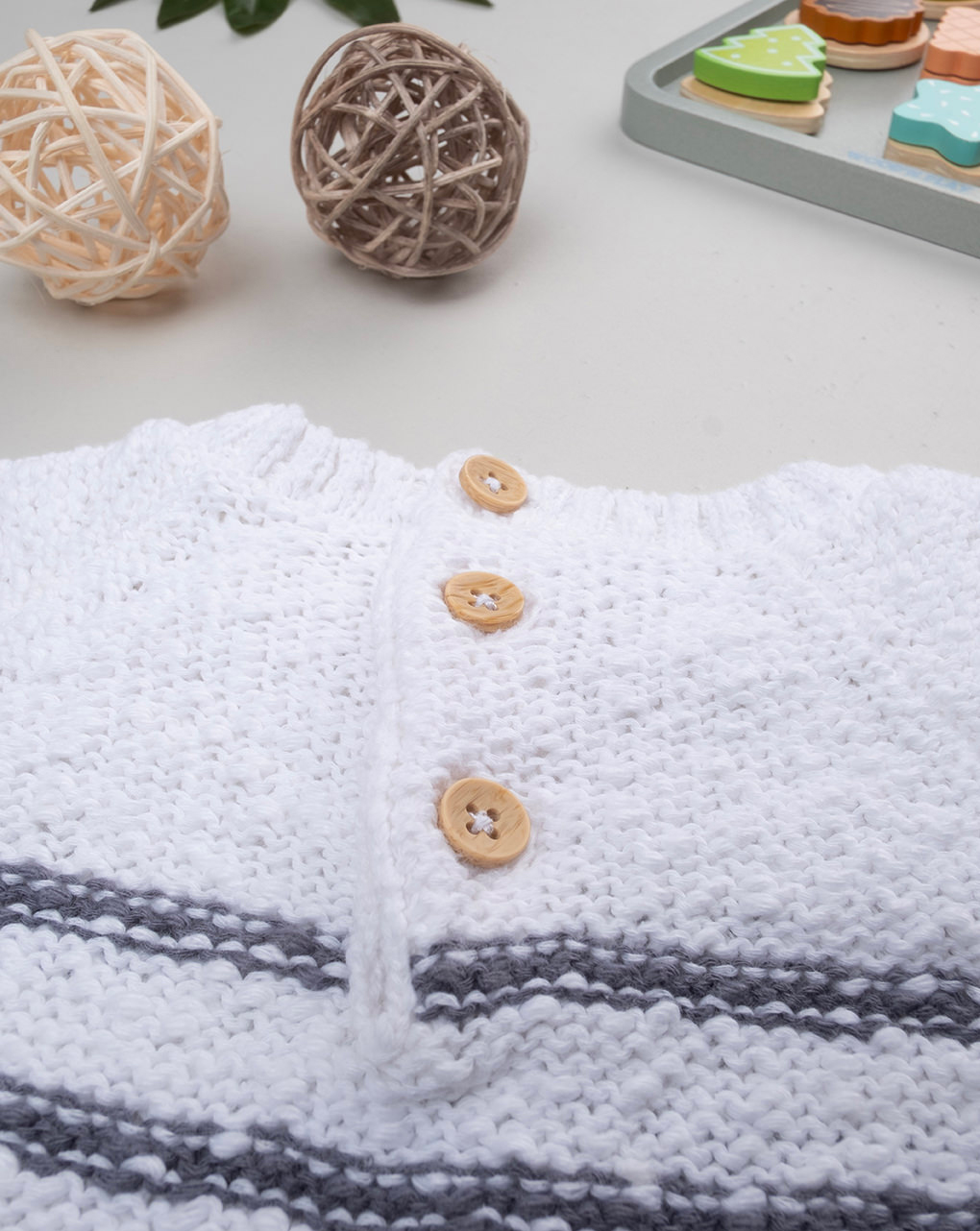 Maglione bimbo rigato bianco blu