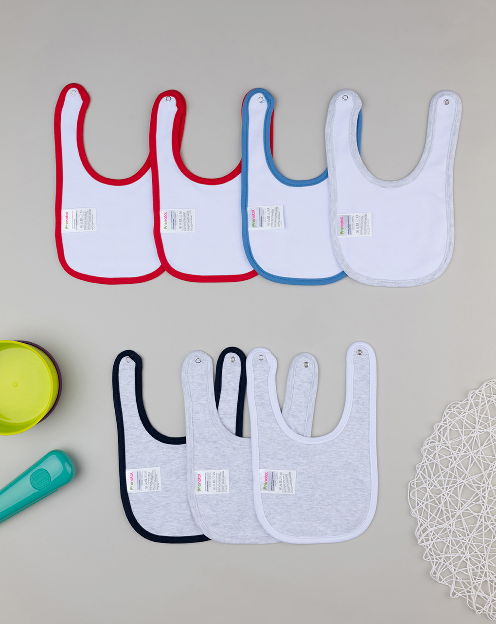 Pack 7 bavaglini interlock con stampa orsetti