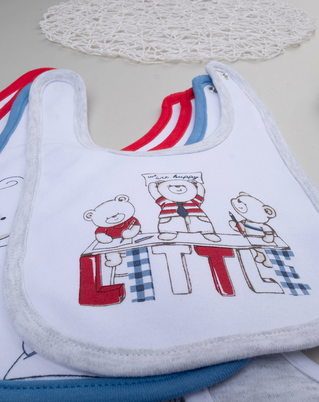 Pack 7 bavaglini interlock con stampa orsetti