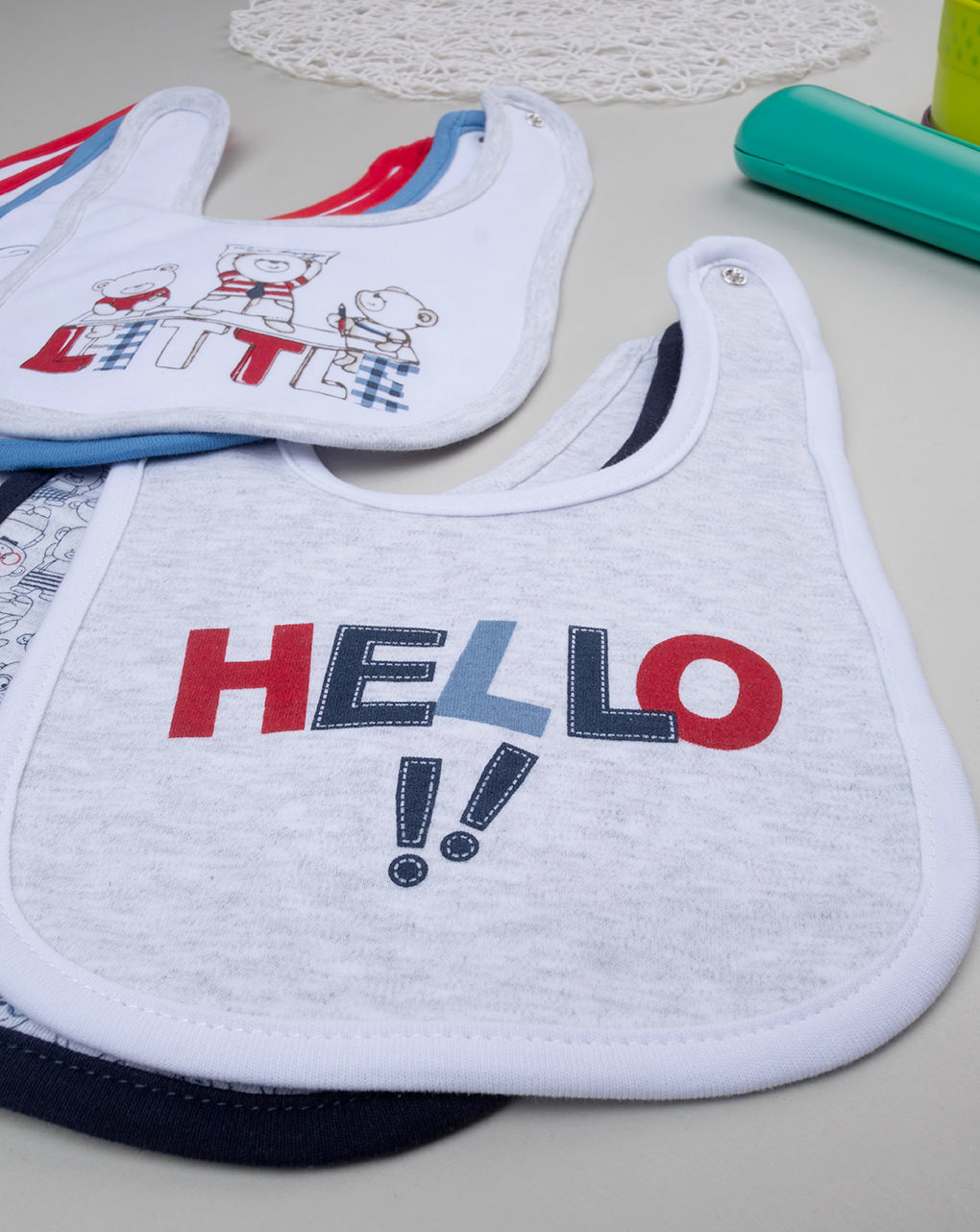 Pack 7 bavaglini interlock con stampa orsetti