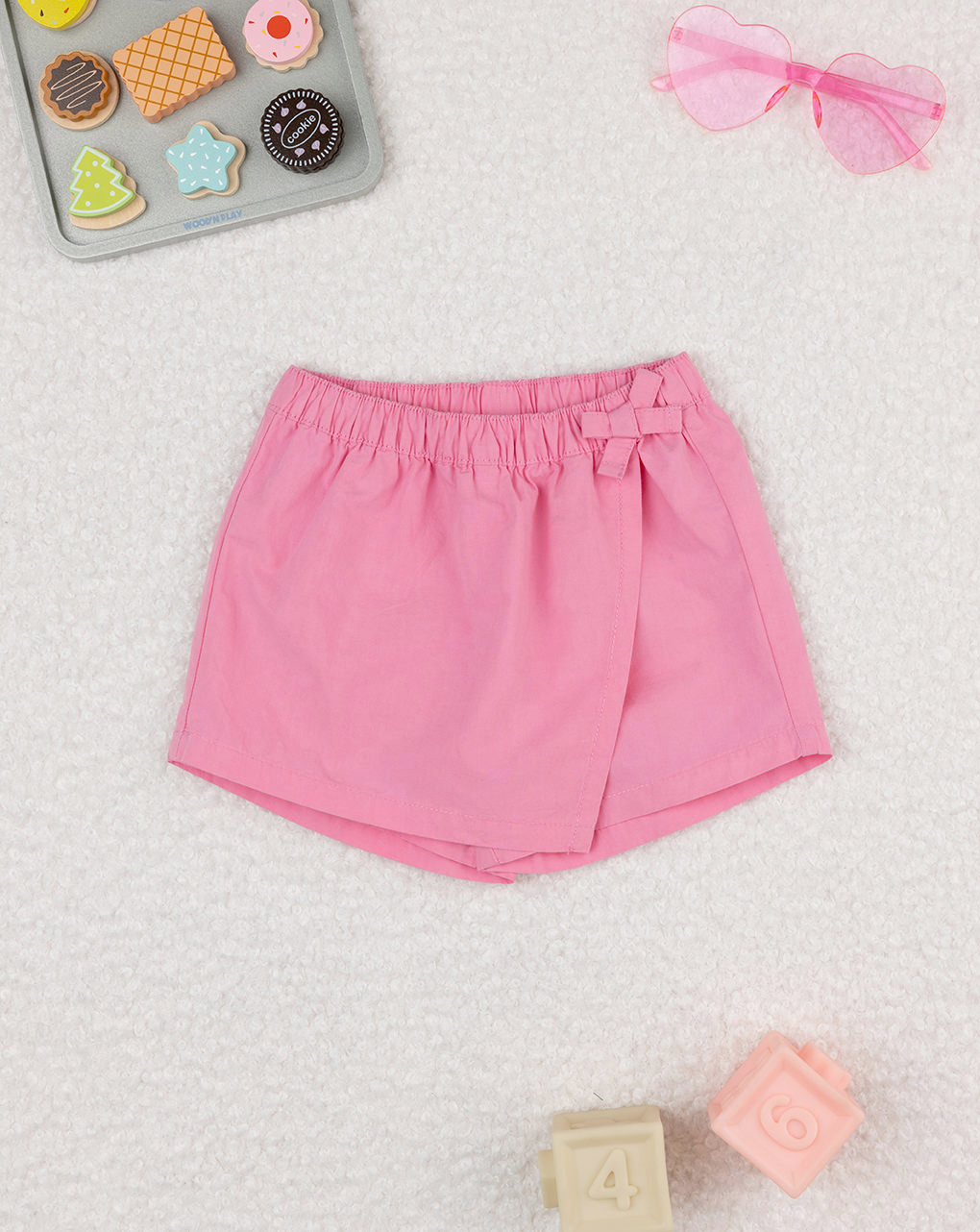 Shorts bimba rosa con fiocco