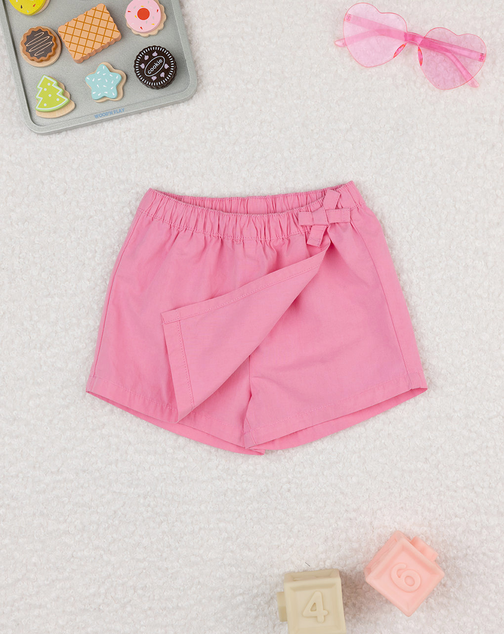 Shorts bimba rosa con fiocco