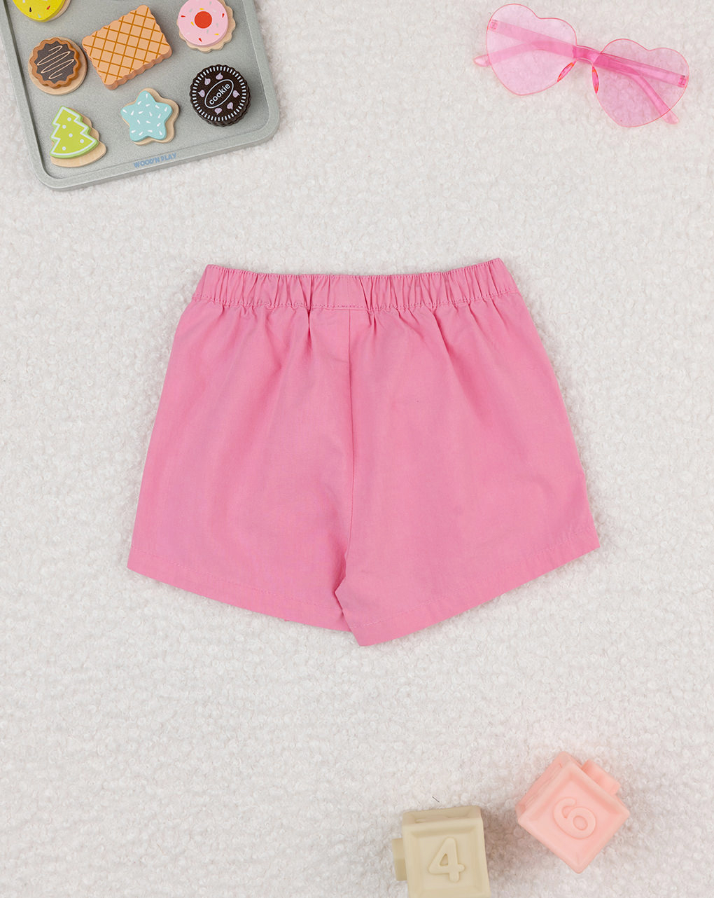 Shorts bimba rosa con fiocco
