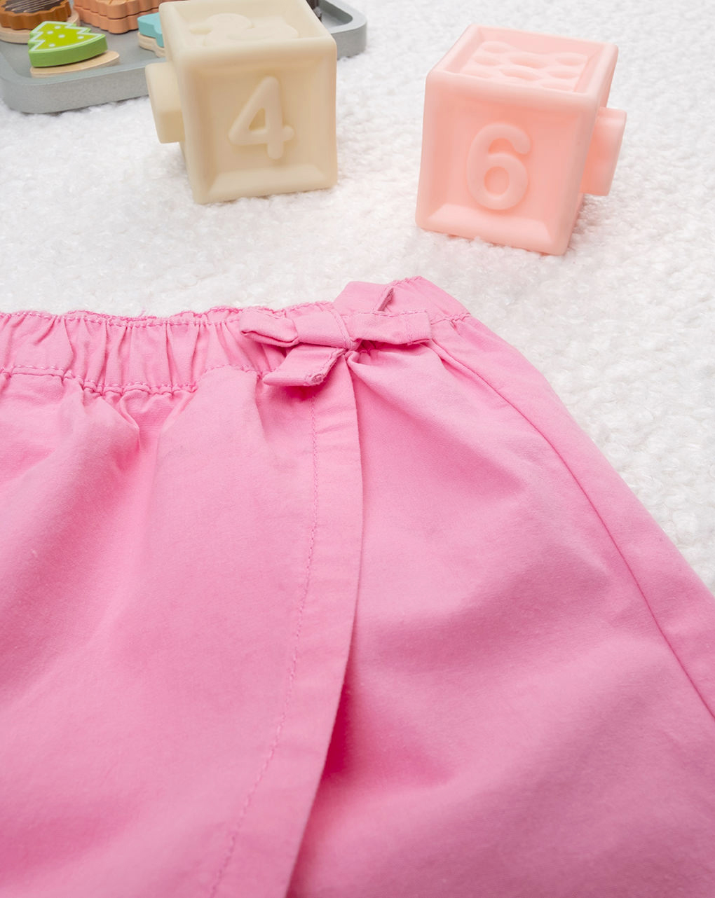 Shorts bimba rosa con fiocco