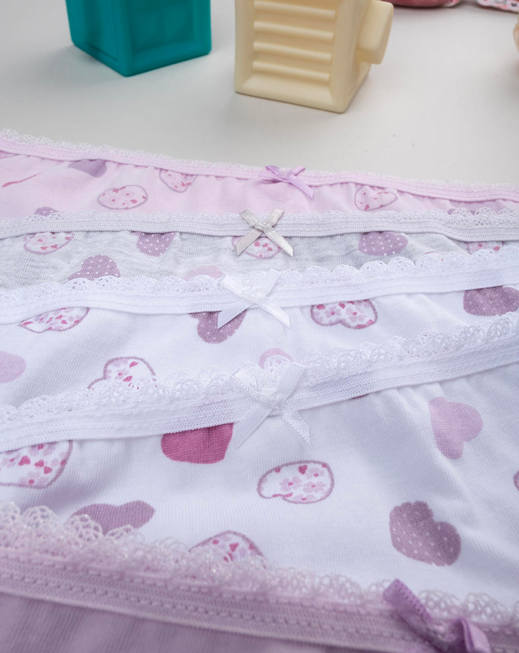 Pack 7 slip bimba cuori