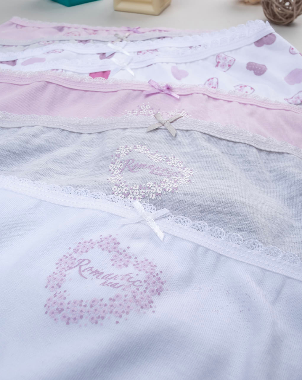 Pack 7 slip bimba cuori