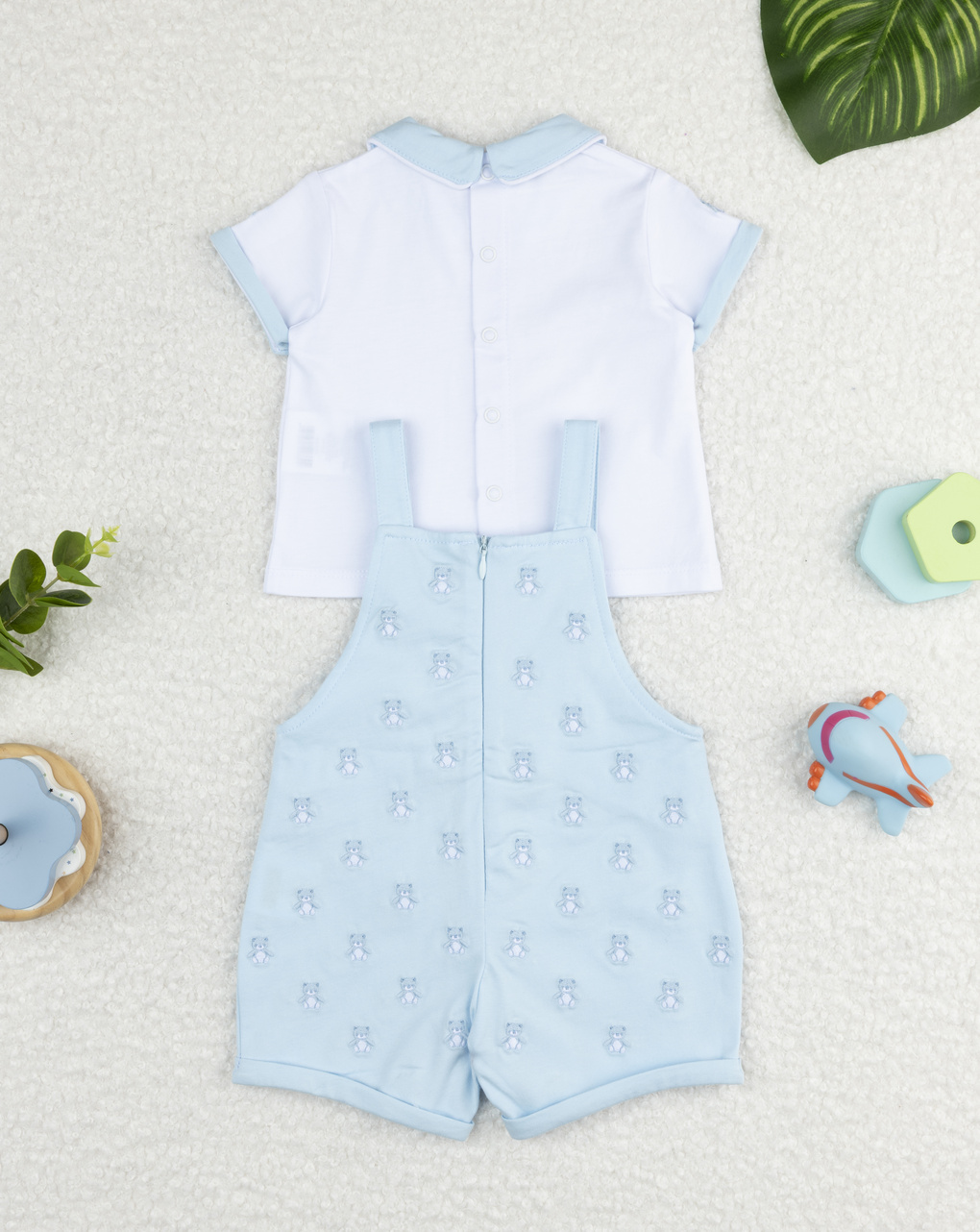 Completo bimbo bianco/azzurro orsetti