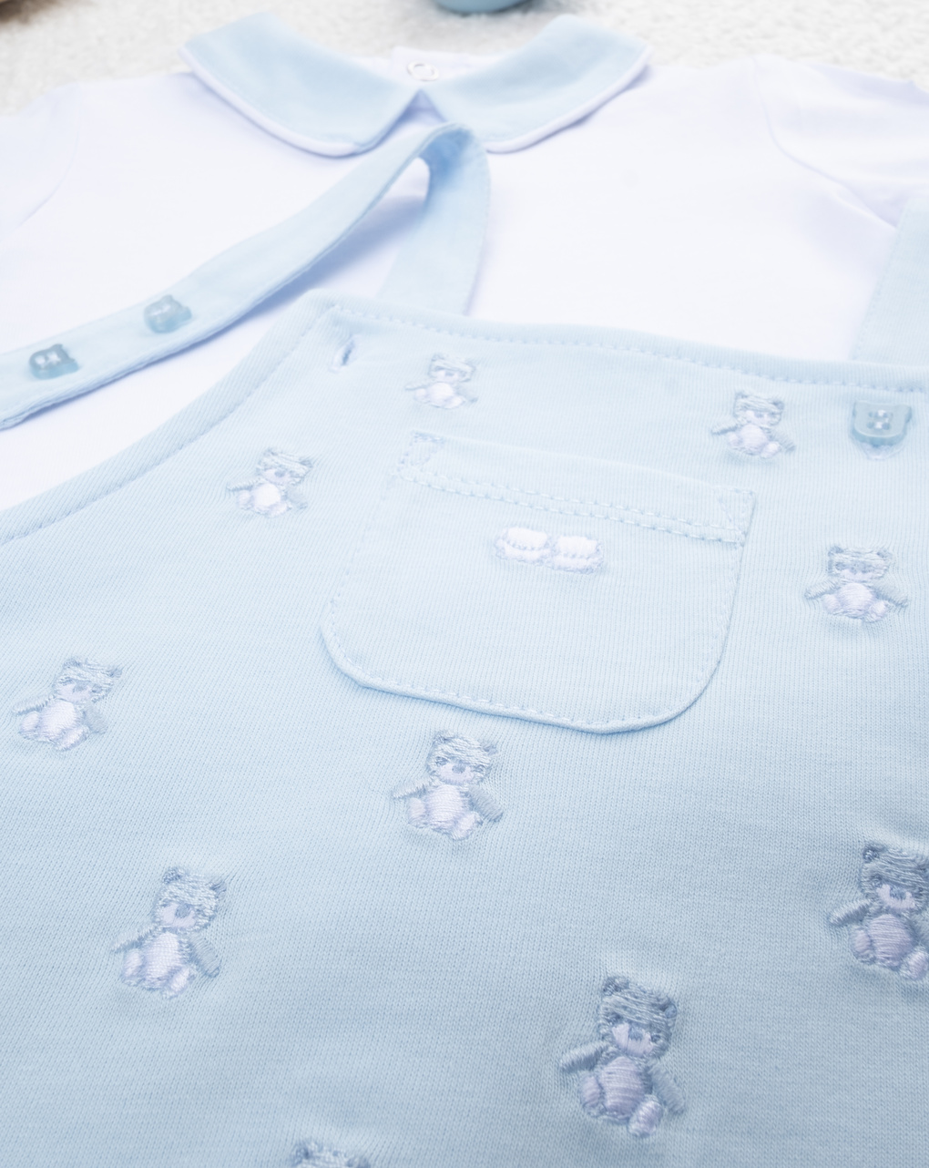 Completo bimbo bianco/azzurro orsetti