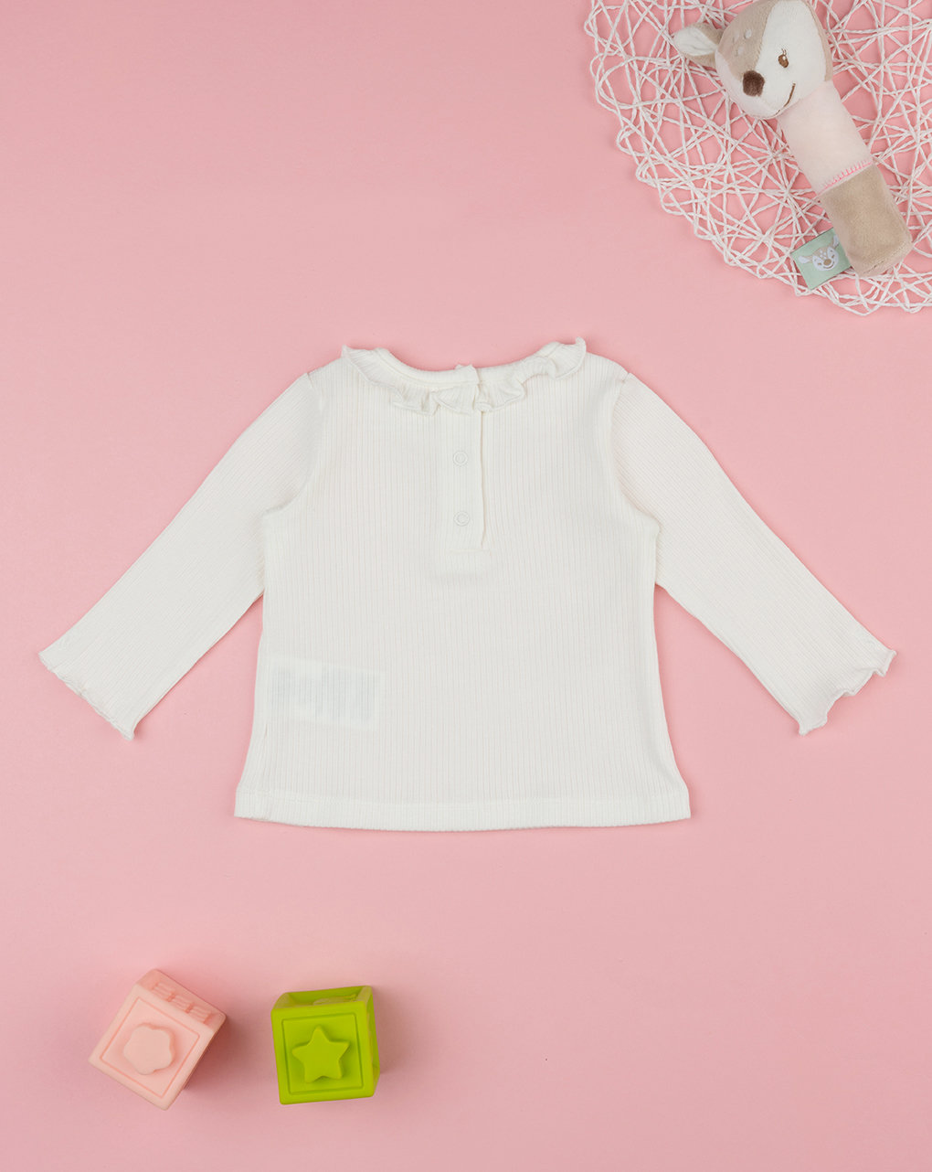 T-shirt bimba bianca a coste