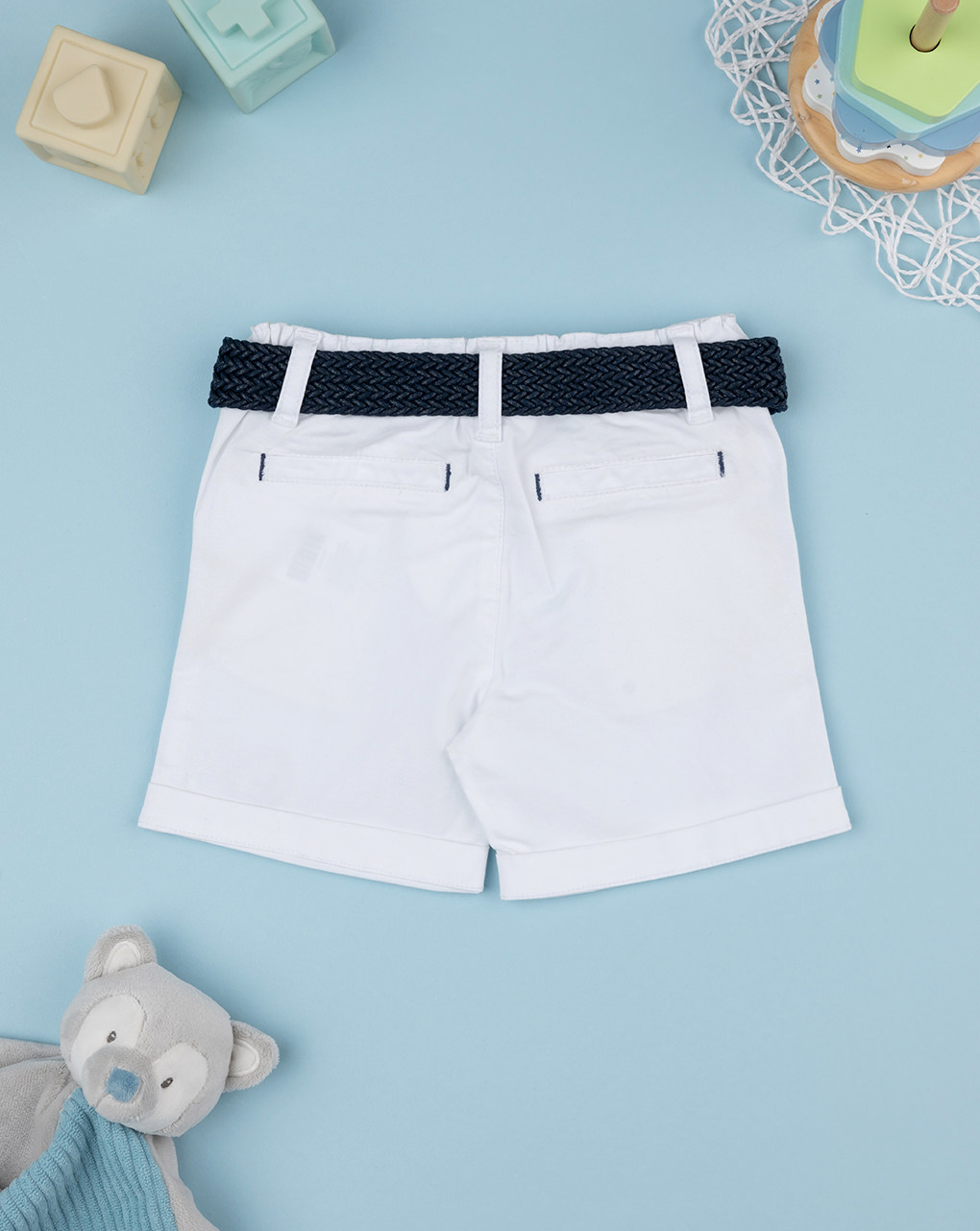 Pantalone twill bimbo bianco con cintura