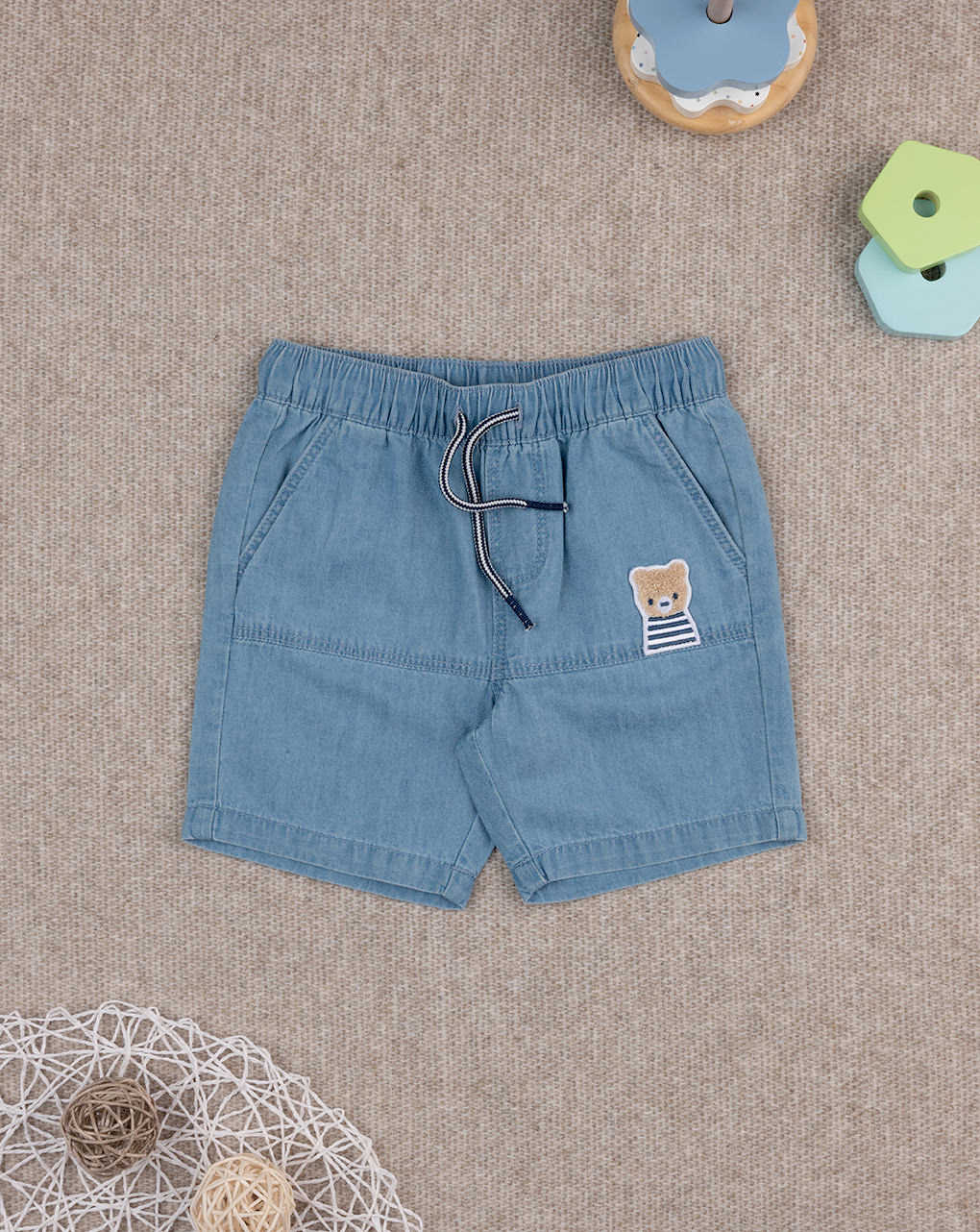 Bermuda bimbo denim chiaro con patch