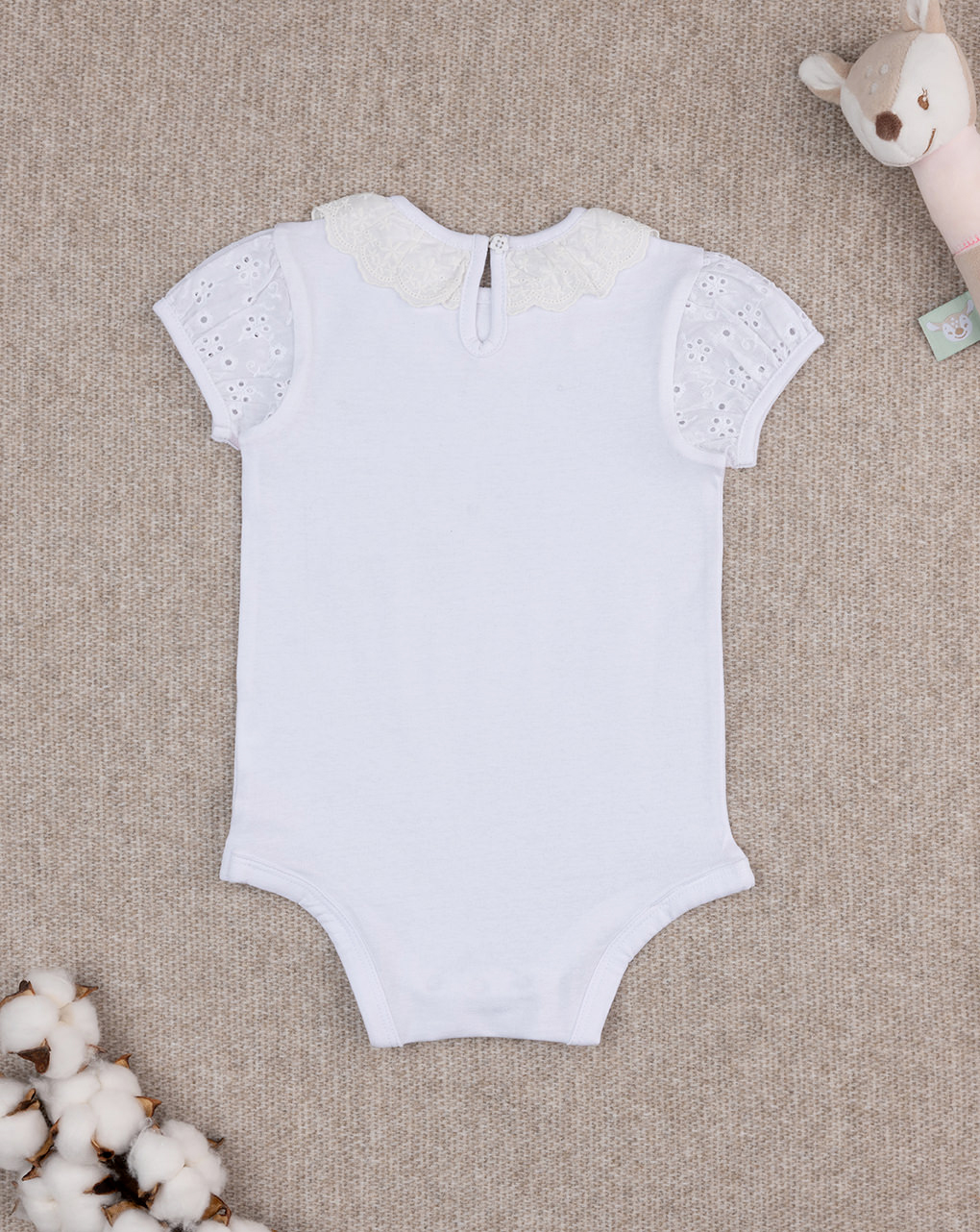 Body bimba bianco maniche sangallo