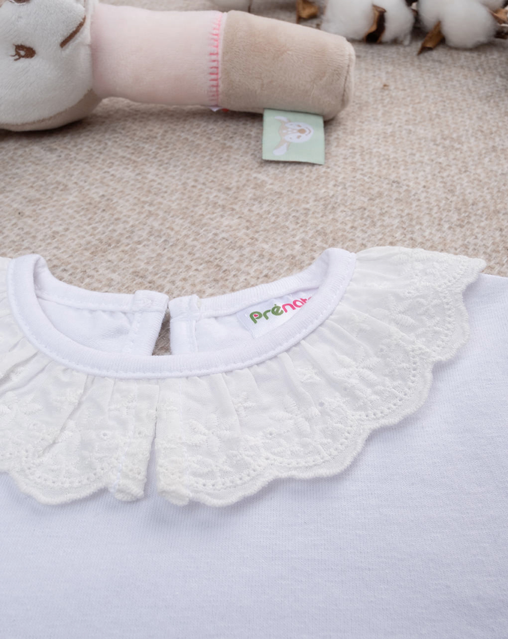 Body bimba bianco maniche sangallo