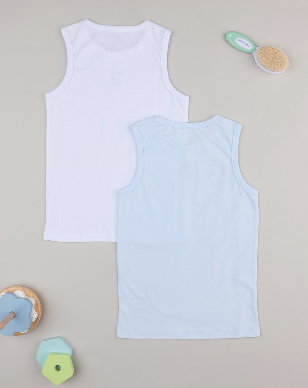 Pack 2 canotte spalla larga bianco/azzurro