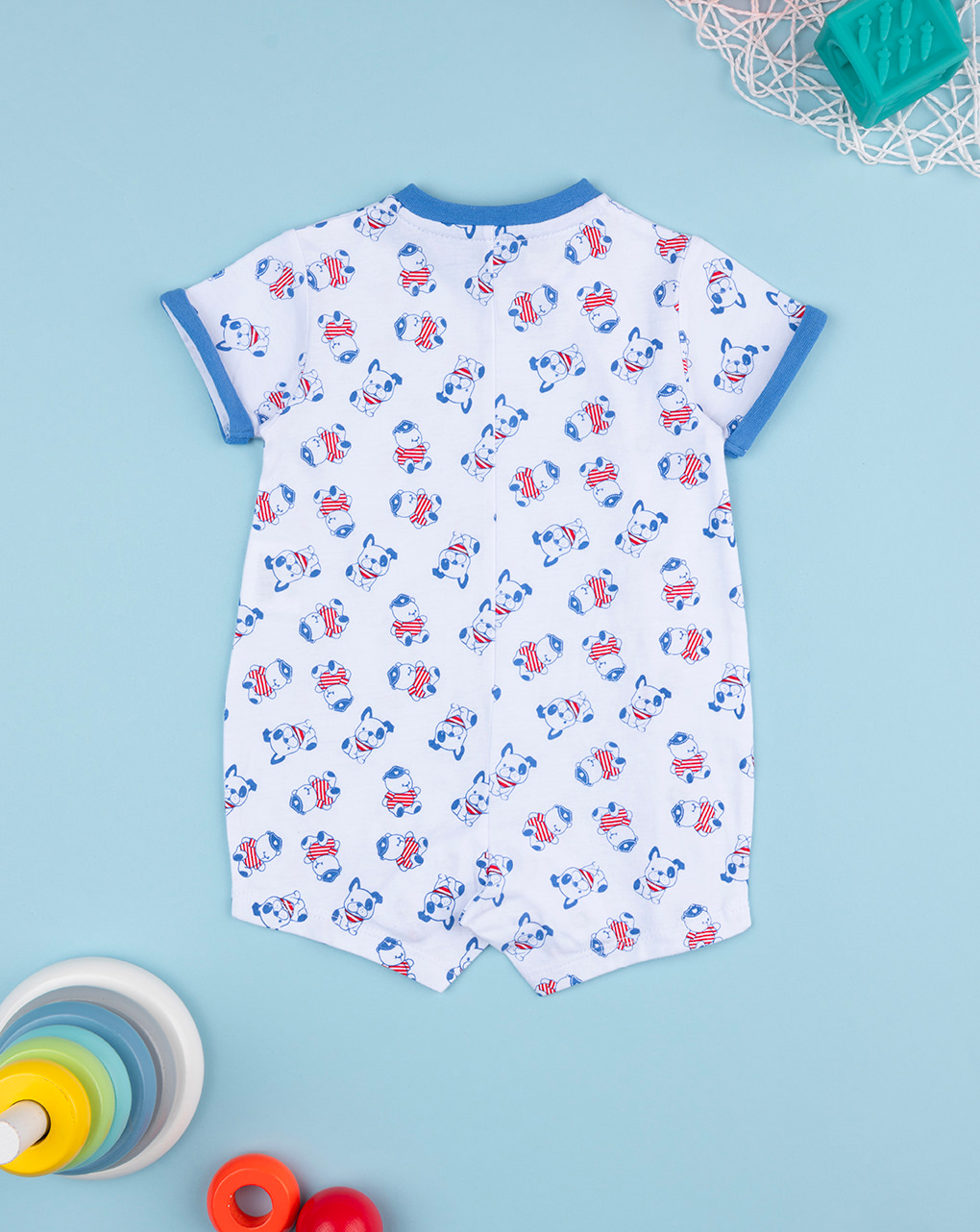 Tutina bimbo bianco/blu cagnolini