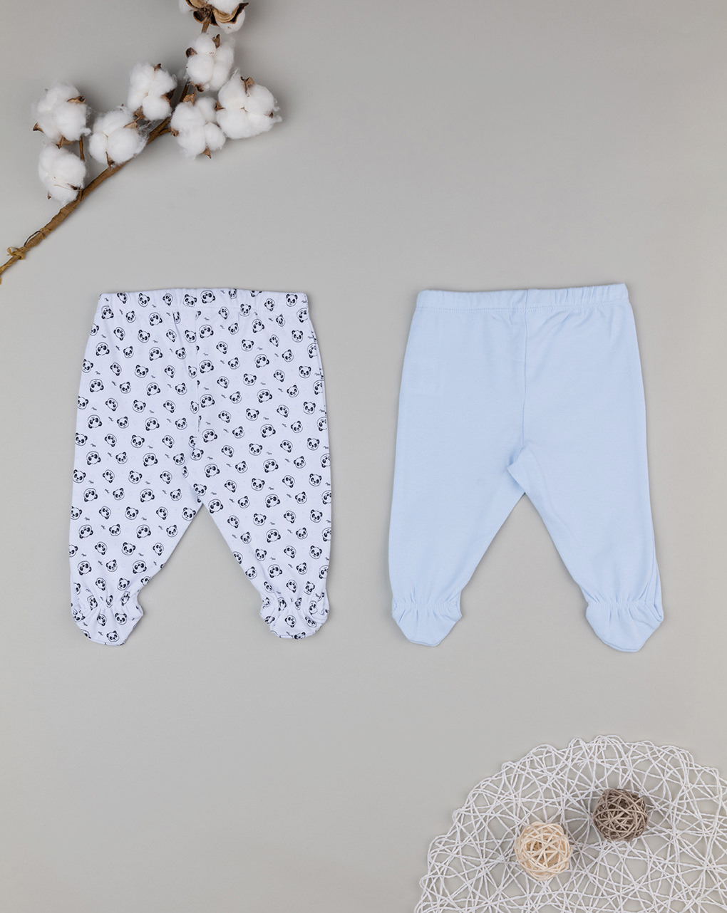 Pack 2 ghette azzurre e bianche con panda