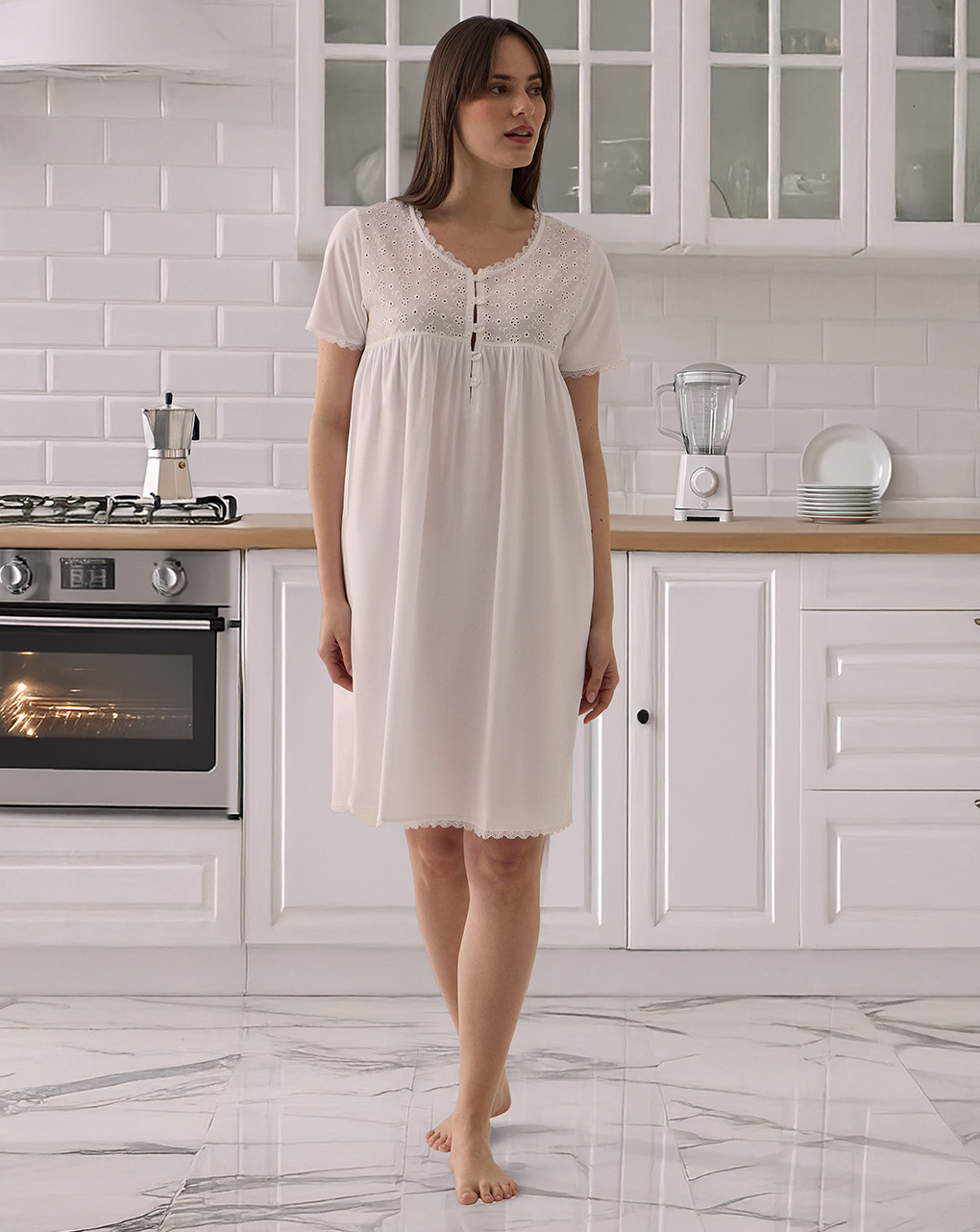 Camicia da notte premaman sangallo bianco