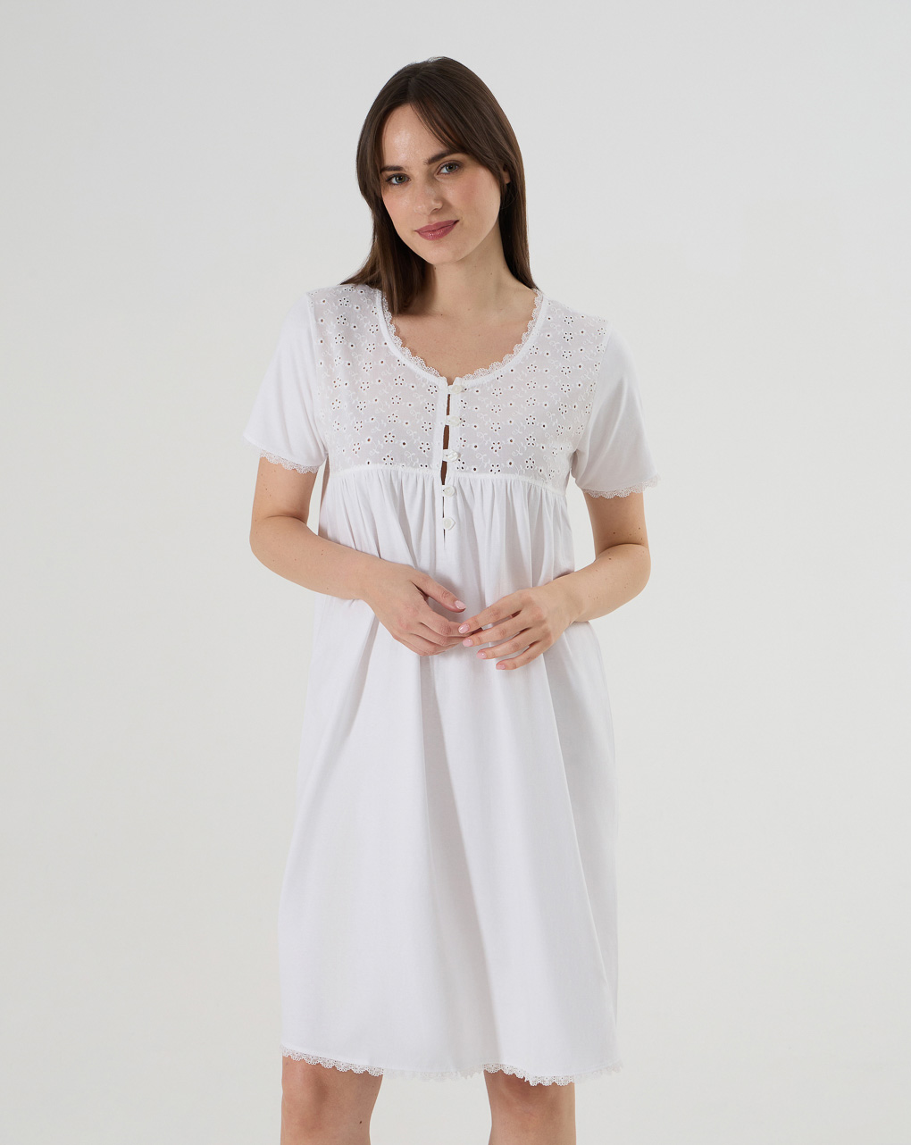 Camicia da notte premaman sangallo bianco