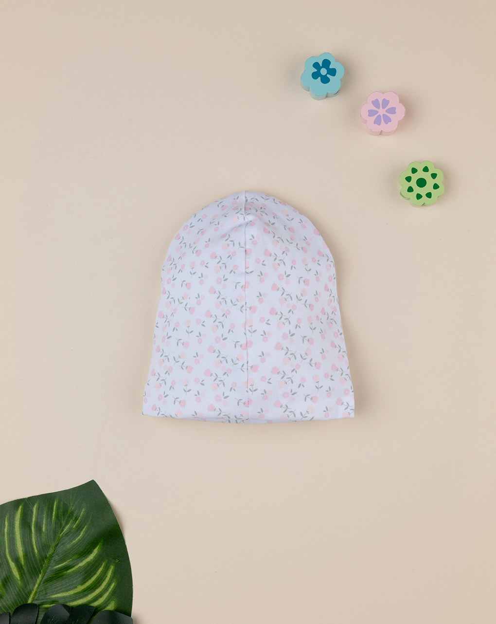 Berretto bimba bianco stampato