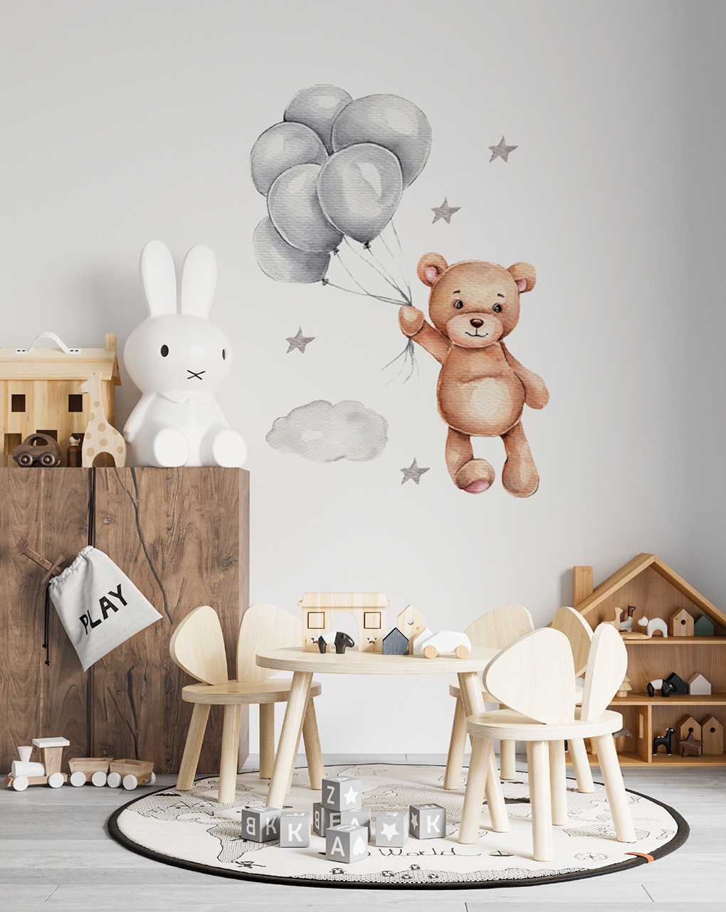 Adesivo decorativo da parete - orsetto con palloncini - autoadesivo - sipo