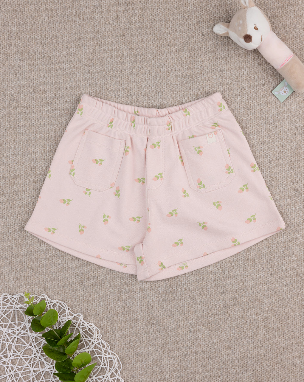 Short bimba rosa tulipani allover
