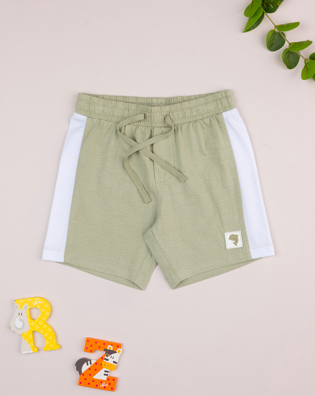 Shorts bimbo verde/bianco